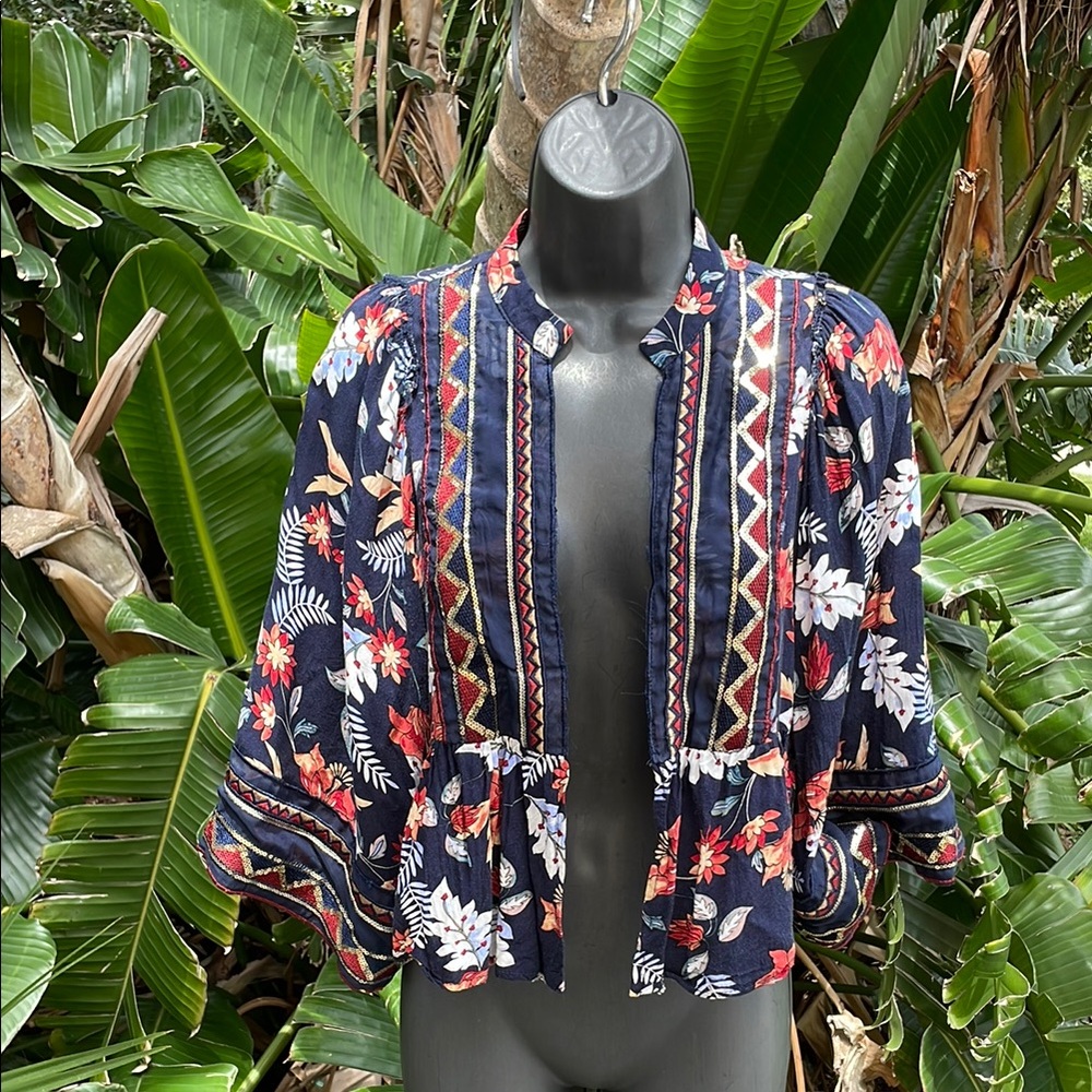 Bohemian floral ruffled summer jacket